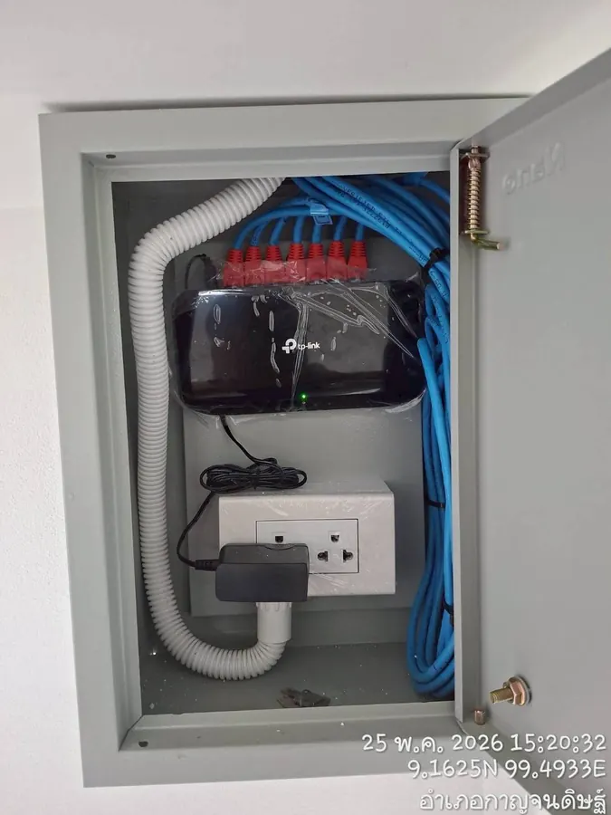 งานติดตั้งเต้ารับสัญญาณสายแลน (LAN Outlet) และตู้ SWITCH