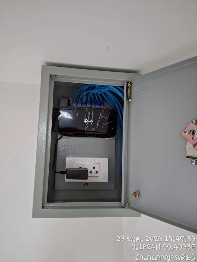งานติดตั้งเต้ารับสัญญาณสายแลน (LAN Outlet) และตู้ SWITCH
